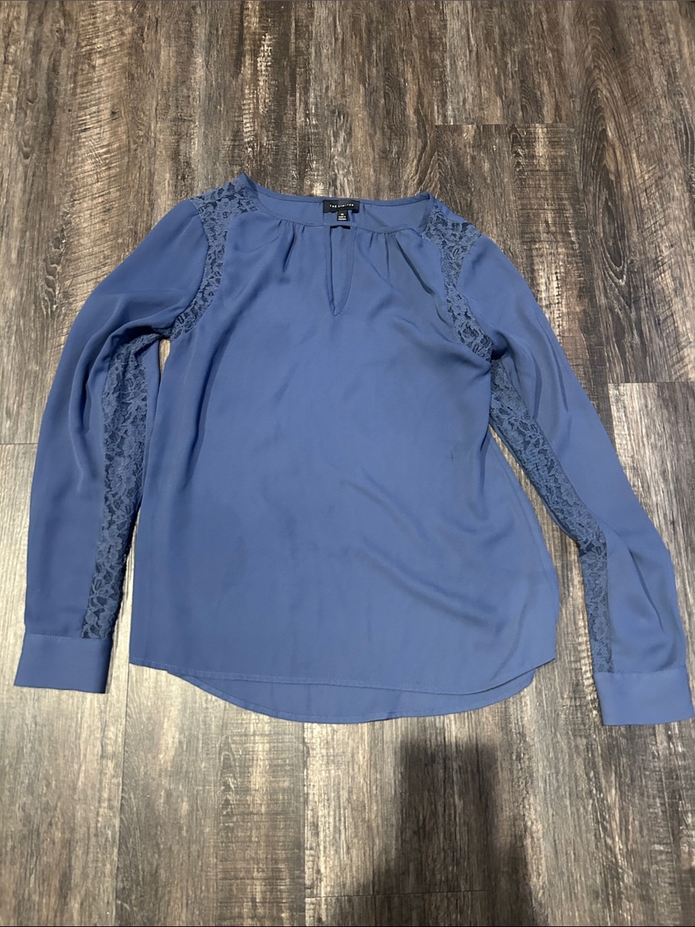 The Limited Periwinkle Lace-Trim Long Sleeve Blouse